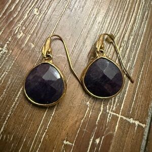 Stella & Dot Gold and Navy Blue Teardrop Earrings